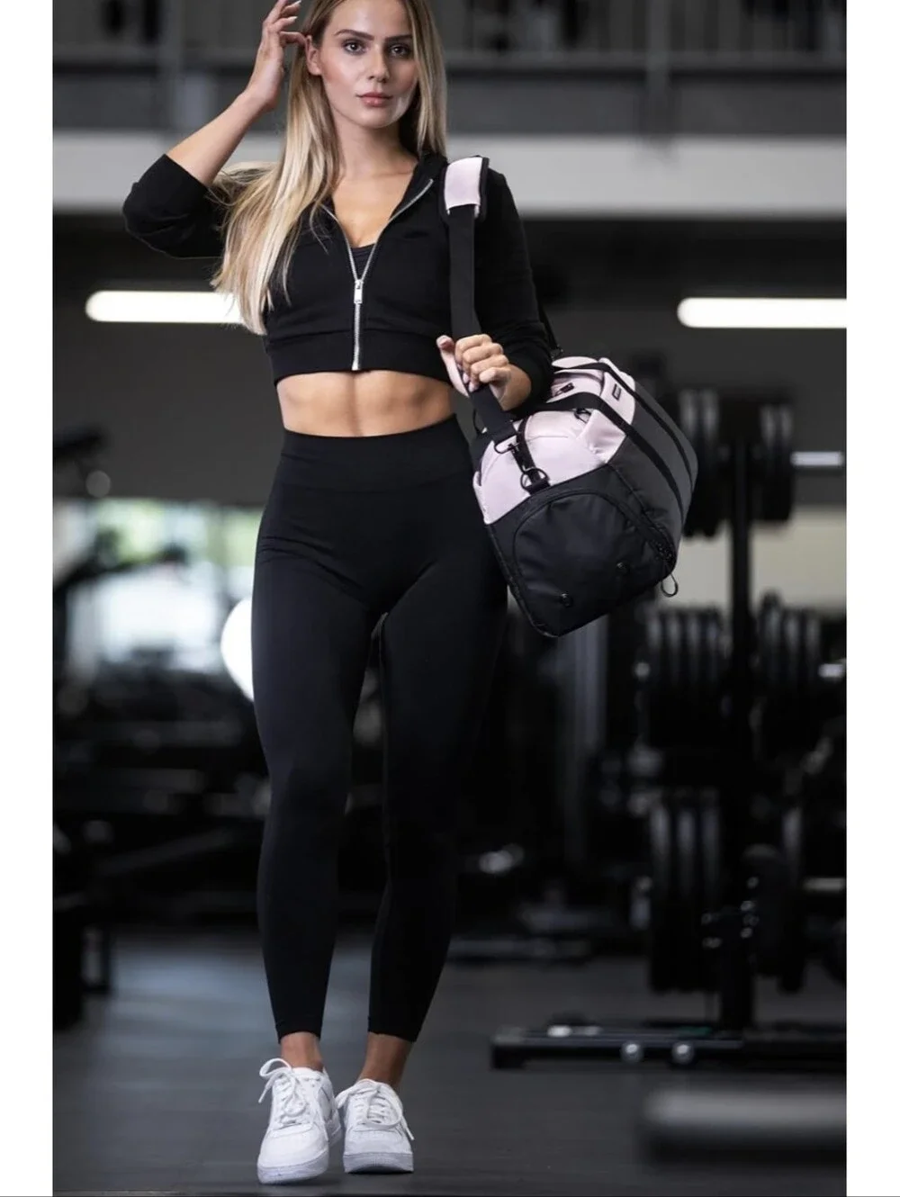 Unisex FITGRIFF Canvas Two-Tone Carry GYM Bag in Cream and Black